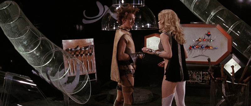 Barbarella is rescued by Dildano, leader of the resistance. 